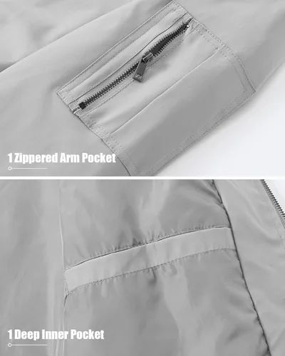 Miniatura 6 de BGOWATU Chaqueta bomber ligera cortavientos con cremallera completa para hombre