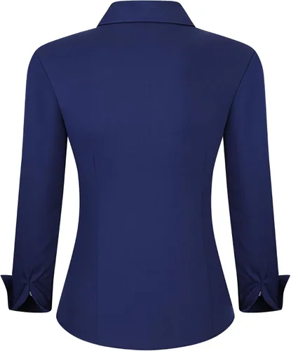 Miniatura 2 de Alex Vando - Blusa de botones para mujer, sin arrugas, manga larga, casual, para el trabajo
