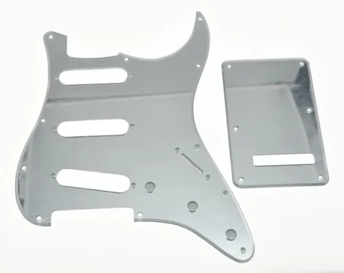 KAISH - Golpeador de 11 agujeros ST/Estilo Strat SSS con placa trasera ST para trémolo, cubierta de trémolo para Stratocaster/Strat plateado espejo
