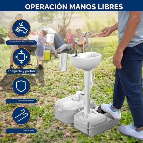 Miniatura 3 de SereneLife Estación de lavado de manos portátil, más de 100 lavados de manos, bomba de pie manos libres, dispensador de jabón y manguera de drenaje