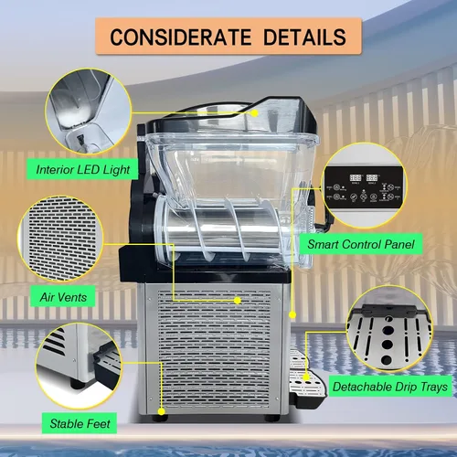 Miniatura 3 de Kolice Máquina comercial de hielo Slush, máquina de bebida congelada Margarita, máquina de enfriamiento para hacer bebidas