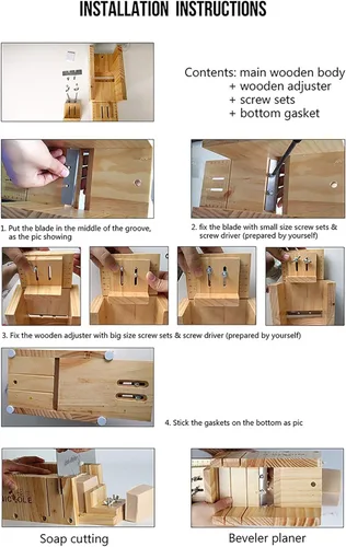 Miniatura 7 de Juego de 2 suministros para hacer jabón, acero inoxidable, ondulado y ajustable, cortador de pan de madera, kit de herramientas de corte NK-9