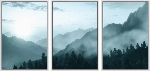 Miniatura 40 de SIGNWIN Lienzo enmarcado para pared, juego de arte tranquilo con reflejo de lago, acuarela, montaña y agua, ilustraciones modernas, arte abstracto