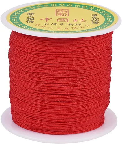 Cordón de nailon trenzado de 150 yardas, cuerda roja de 0.020 in para pulsera, hilo de cuentas de nailon para collar Kumihimo, joyas, borlas y