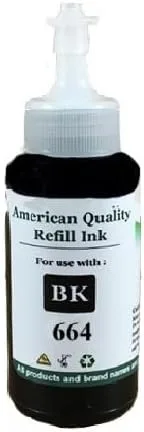 Vivid Colors Tinta negra recarga botella de tinta 664 T664 T6641 forT-4500 ET-2500 ET-2550 ET-2600 ET-2650 ET-4550 RT-3600 ET-16500 ET-14000