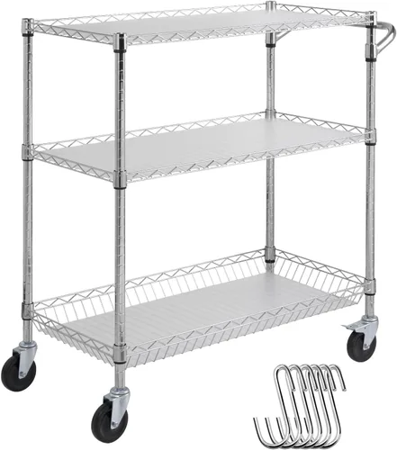 Miniatura 14 de VEVOR Carrito de cocina utilitario de 3 niveles y 23.7 pulgadas, soporte para microondas, estante de almacenamiento resistente, carrito de servicio