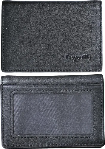 Miniatura 2 de Billetera delgada de cuero auténtico con bolsillo frontal, espacio para identificación y tarjetero con tecnología RFID