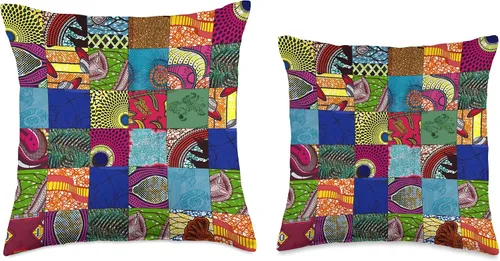 Miniatura 3 de Nativ Hand Ankara Kitenge - Almohada de retazos con estampado de cera africana, 16 x 16, multicolor