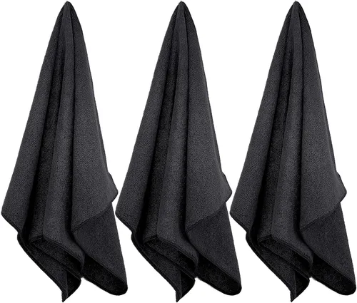 Miniatura 3 de POLYTE Toalla profesional de secado rápido de microfibra sin pelusas, 16 x 29 pulgadas, paquete de 12 (negro)