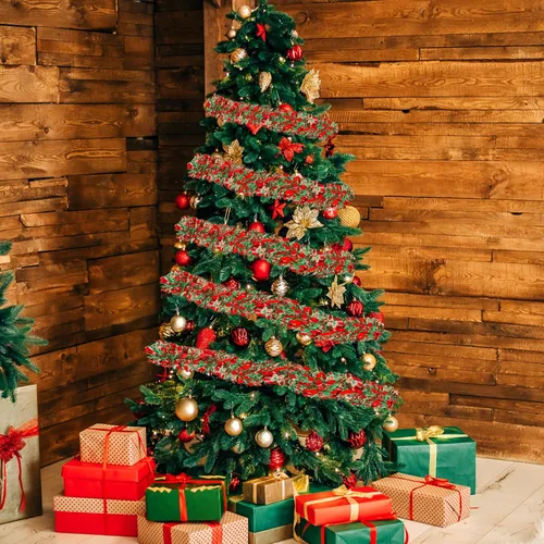 Miniatura 4 de Guirnalda de Oropel de Navidad de 50 Pies, Guirnalda de Oropel Gruesa, Decoraciones para Árbol de Navidad, Guirnalda Metálica Trenzada de Oropel Mix3