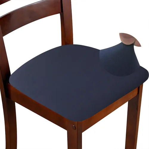 Miniatura 16 de Fundas de asiento para silla, juego de 6, fundas elásticas negras para silla de comedor cuadradas, extraíbles y lavables, protector de asiento