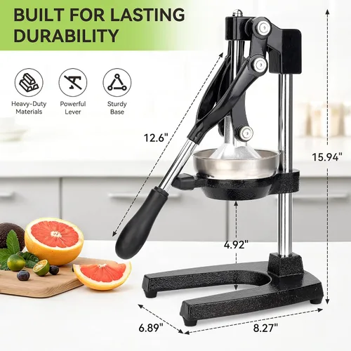 Miniatura 4 de Fyvva Exprimidor de hierro fundido, exprimidor manual extra grande, resistente, para limones, naranjas, granadas, pomelos y otras frutas, exprimidor