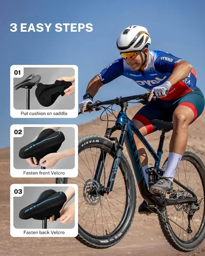 Miniatura 7 de MEENCOOL Bike Seat Cushion - Gel Padded Bike Seat Cover for Men Women Comfort, Adjustable Velcro Secure Bicycle Seat Cushion Compatible with