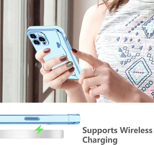 Miniatura 6 de LAPOPNUT Funda compatible con iPhone 13 Pro, bonito diseño de corazón de amor para mujeres y niñas, parachoques chapado de lujo con cubierta
