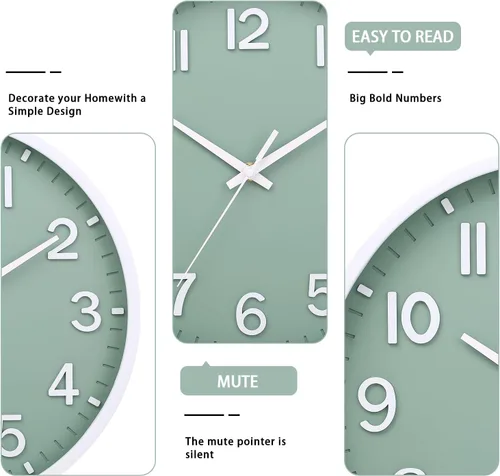Miniatura 3 de Relojes de Pared a Batería de 10 Pulgadas Reloj de Pared Moderno Silencioso Sin Tictac para Sala de Estar Dormitorio Cocina Oficina Decoración