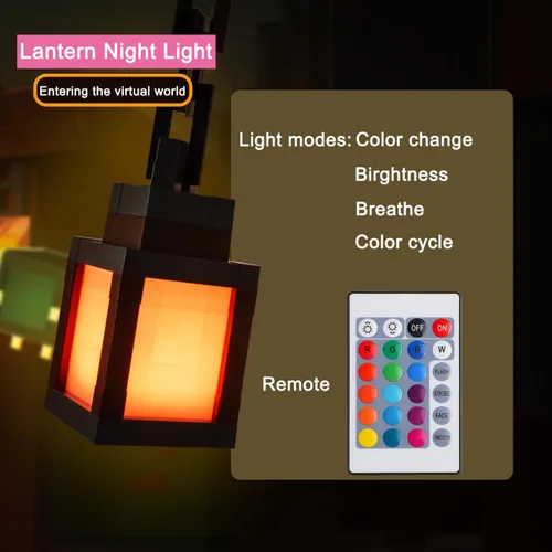 Miniatura 5 de Linterna Pixelada de Noche, Regalo de Navidad 2026, LED de 16 Colores, Linterna Colgante Cambiante de Minecraft - Luces de Noche Recargables