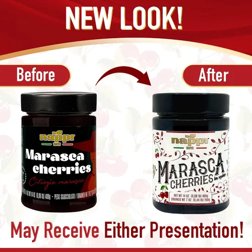 Miniatura 3 de Cerezas marasca en almíbar, 14.10 oz (400 g), agridulce, calidad premium, galardonadas, cerezas negras sin hueso al marrasquino, producto de Italia