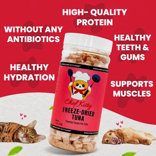 Miniatura 3 de Golosinas de atún liofilizadas para gatos y perros – 100% capturado en la naturaleza, un solo ingrediente, alto en proteínas, aperitivo saludable