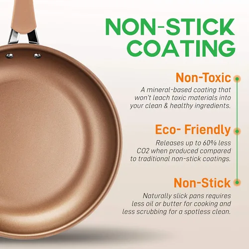 Miniatura 4 de NutriChef Sartén duradera de 10 pulgadas, antiadherente, de alta calificación, inducción PTFE/PFOA/PFOS, laca resistente al calor, compatible