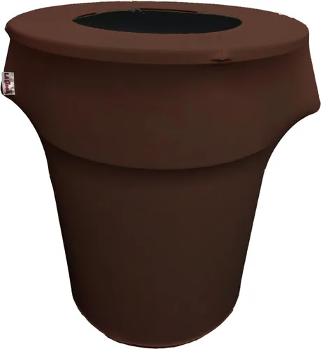 Miniatura 51 de LA Linen Cubierta para cubo de basura ajustable de elastano elástico de 32 galones, cubierta redonda para contenedor de residuos, decoración de Gris