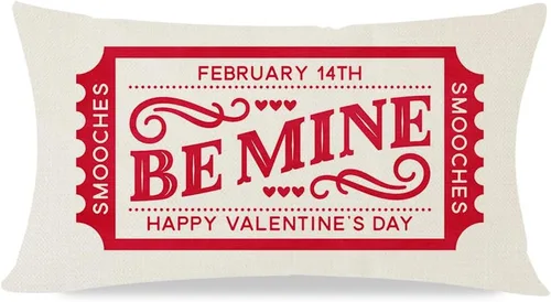 PANDICORN Fundas de almohada de San Valentín de 12 x 20 pulgadas, sellos rojos vintage Be Mine para decoración del día de San Valentín, casa de