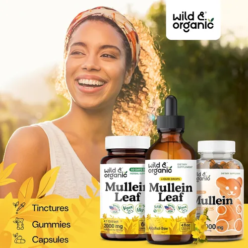 Miniatura 4 de Wild & Organic Gotas de gordolobo para pulmones - Limpieza y desintoxicación de hierbas - Extracto líquido de hoja de gordolobo para pulmones
