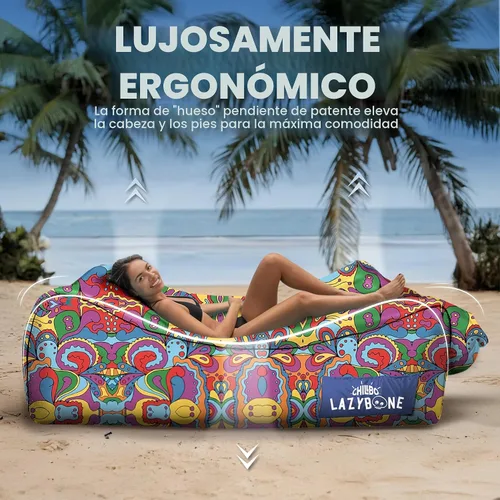 Miniatura 3 de Chillbo Inflatable Couch – Unique Designs - No-Pump Setup, Ripstop Polyester, Stability Pegs, Fun Prints - Portable Air Inflatable Lounger for