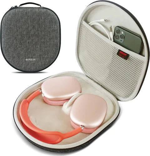 Miniatura 7 de iBenzer Funda para AirPods Max Funda de transporte de viaje para auriculares con bolsillo de malla, bolsa de almacenamiento impermeable, accesorios