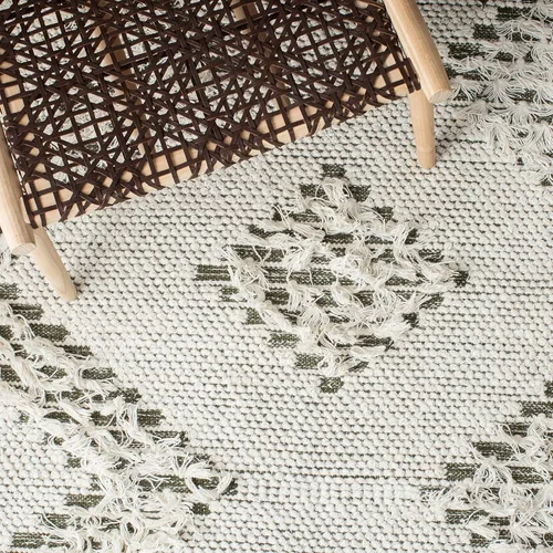 Miniatura 8 de SAFAVIEH Vermont Collection - Alfombra de pasillo, 2 pies 3 pulgadas x 8 pies, diseño de lana de tejido plano, color marfil y verde, ideal