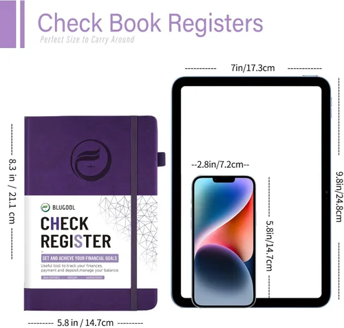 Miniatura 6 de Registros de cheques para chequera personal, registro Blugool de cheques con registros de cheques y transacciones, libro de registro de contabilidad