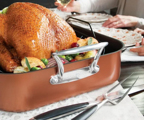 Miniatura 2 de Nordic Ware Tostador de pavo con estante, cobre