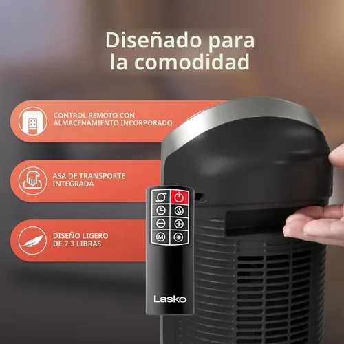 Miniatura 6 de Lasko Calentador de torre de cerámica digital oscilante para el hogar con termostato ajustable, temporizador y control remoto, 23 pulgadas, 1500 W