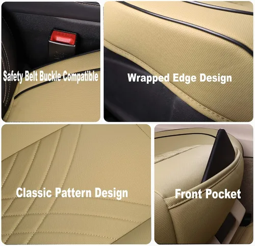 Miniatura 2 de kingphenix Funda de asiento de coche: fácil de instalar, se adapta a la mayoría de automóviles, furgonetas, camiones y SUV, color beige