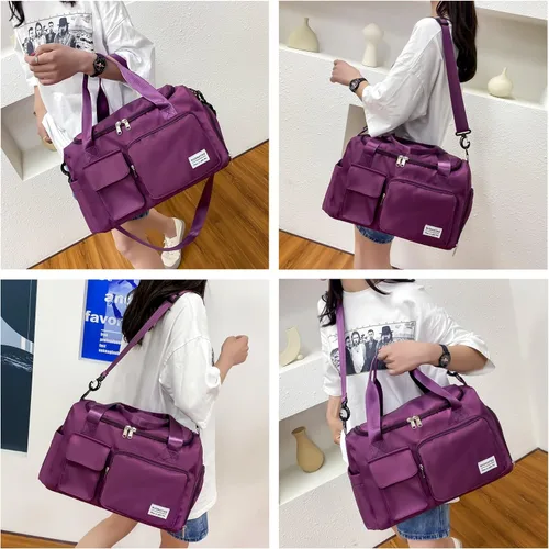 Miniatura 2 de Pequeña bolsa de gimnasio para mujer, bolsa de viaje con compartimento para zapatos