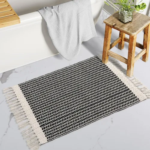 Miniatura 25 de Lahome Alfombras de baño bohemias, alfombra pequeña de 2 x 3 pies, alfombra ligera para entrada, alfombra de algodón tejida con borlas, alfombra