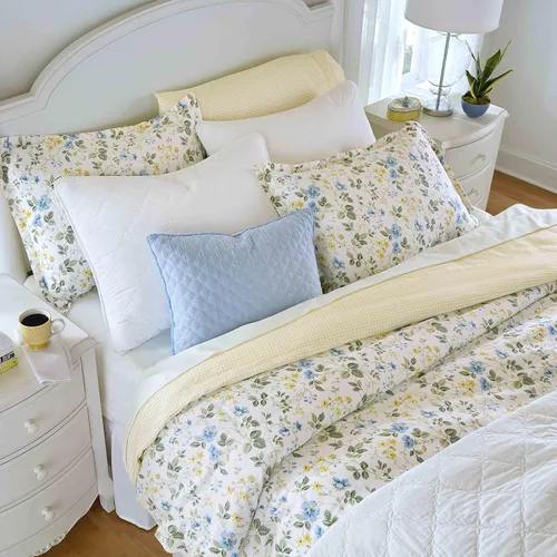 Miniatura 3 de Laura Ashley Inicio - Juego de funda de edredón tamaño individual, ropa de cama reversible de satén de algodón con funda a juego, decoración