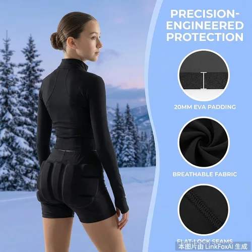 Miniatura 2 de HIPS - Pantalones cortos para niñas y mujeres, equipo de protección, para entrenamiento de rodillos de esquí, para jóvenes y adultos