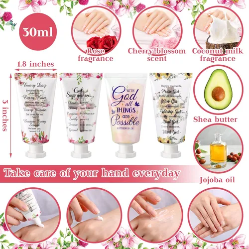 Miniatura 2 de 48 piezas de crema de manos cristiana a granel para mujeres, versículo de la Biblia, mini loción de manos de las Escrituras loción de viaje