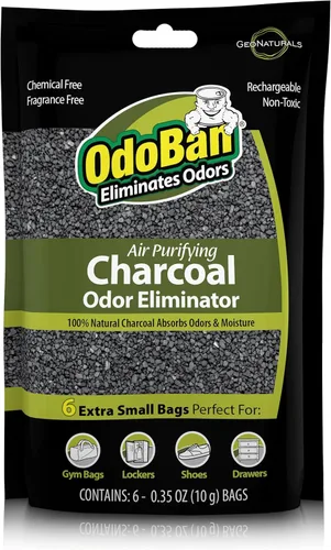 Miniatura 8 de OdoBan Carbón Purificador de Aire Eliminador de Olores Natural, Fórmula No Tóxica, Hecho en los EE. UU., Sin Fragancia, Pack de 6, 200 Gramos Cada