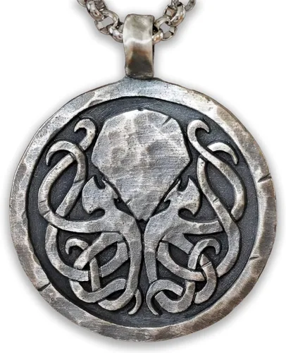 Miniatura 14 de Baldur Jewelry - Collar con colgante de pulpo de Lovecraft Cthulhu en plata de ley 925, símbolo amarillo, hecho a mano, amuleto de Necronomicum