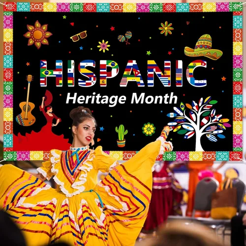 Miniatura 4 de Cartel extra grande del mes de la herencia hispana de 72 x 48 pulgadas, decoración de celebración de países hispanohablantes latinoamericanos