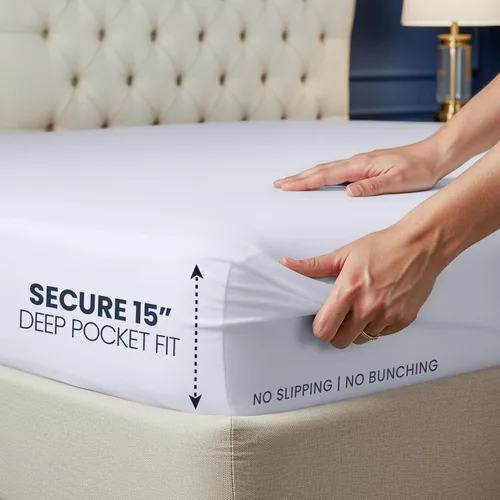 Miniatura 4 de Utopia Bedding – Protector de colchón impermeable de 5 lados tamaño individual, funda de colchón transpirable premium, estilo ajustado con bolsillos