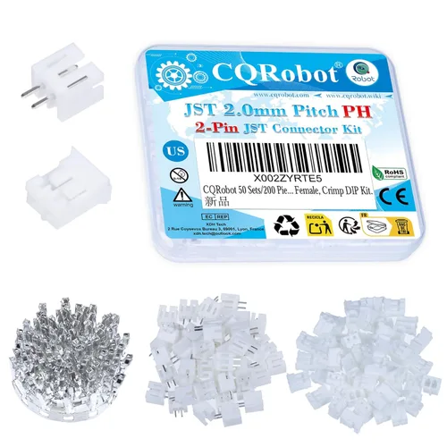 Miniatura 5 de CQRobot JST EL 4.5 mm de paso 2 pines conector electrónico IC macho, enchufes hembra carcasa y kit de terminales de crimpado en T macho/hembra. 50