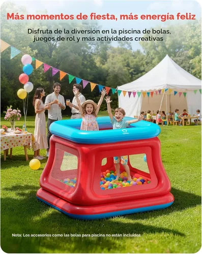 Miniatura 4 de QPAU Casa inflable de rebote para niños de 3 a 6 años, casa de rebote grande para 2 a 4 niños, trampolín 3 en 1 y piscina de pelotas, casa hinchable