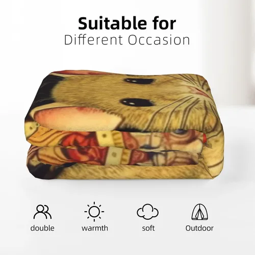 Miniatura 5 de Manta de forro polar con estampado digital de ratas, súper suave y cálida, 50 x 70 pulgadas, para sofá, acogedora, mullida