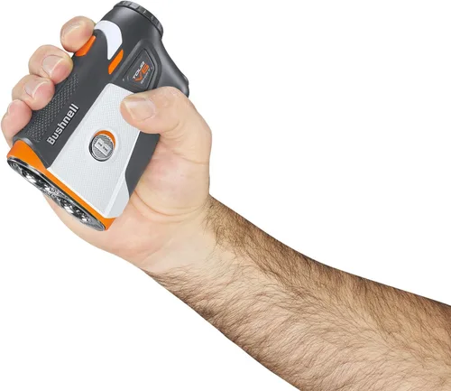 Miniatura 9 de Bushnell Tour V6 Golf Rangefinder Bundle – PinSeeker con Visual JOLT, BITE soporte magnético – Incluye toalla de microfibra PlayBetter y batería CR2