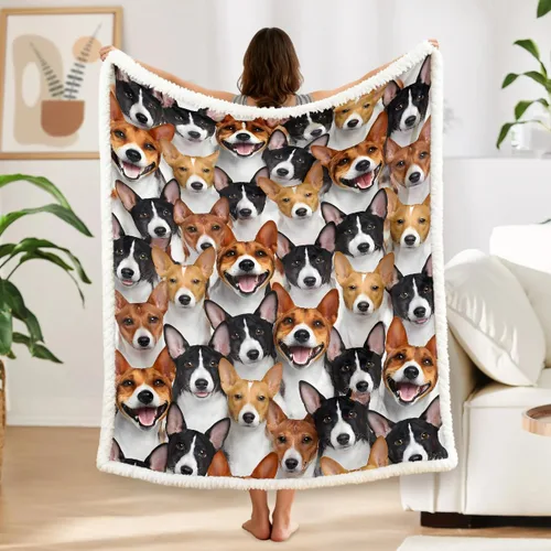 Miniatura 49 de BlessLiving Golden Retriever - Manta con patrones densos de perros, manta de forro polar Sherpa para sofá cama, manta suave y acogedora