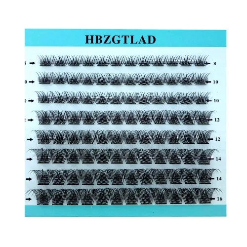 Miniatura 14 de Mezcla de pestañas postizas 3D esponjosas de un solo racimo, abanicos de volumen, pestañas individuales segmentadas naturales para extensión