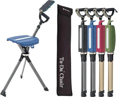 Miniatura 9 de STEP2GOLD Ta-Da Chair Series 2 PRO, bastón de senderismo portátil para senderismo, bastón plegable con asiento, bastón con silla, silla plegable