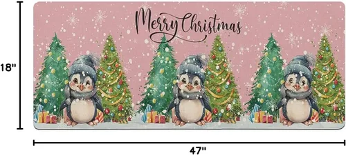 Miniatura 2 de Tapete de baño de pingüino navideño para bañera, antideslizante, de secado rápido y absorbente, tierra de diatomeas, ducha, fregadero, dormitorio